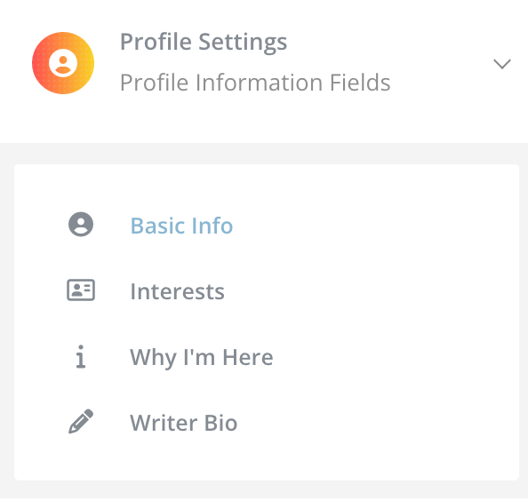 screenshot of profile settings