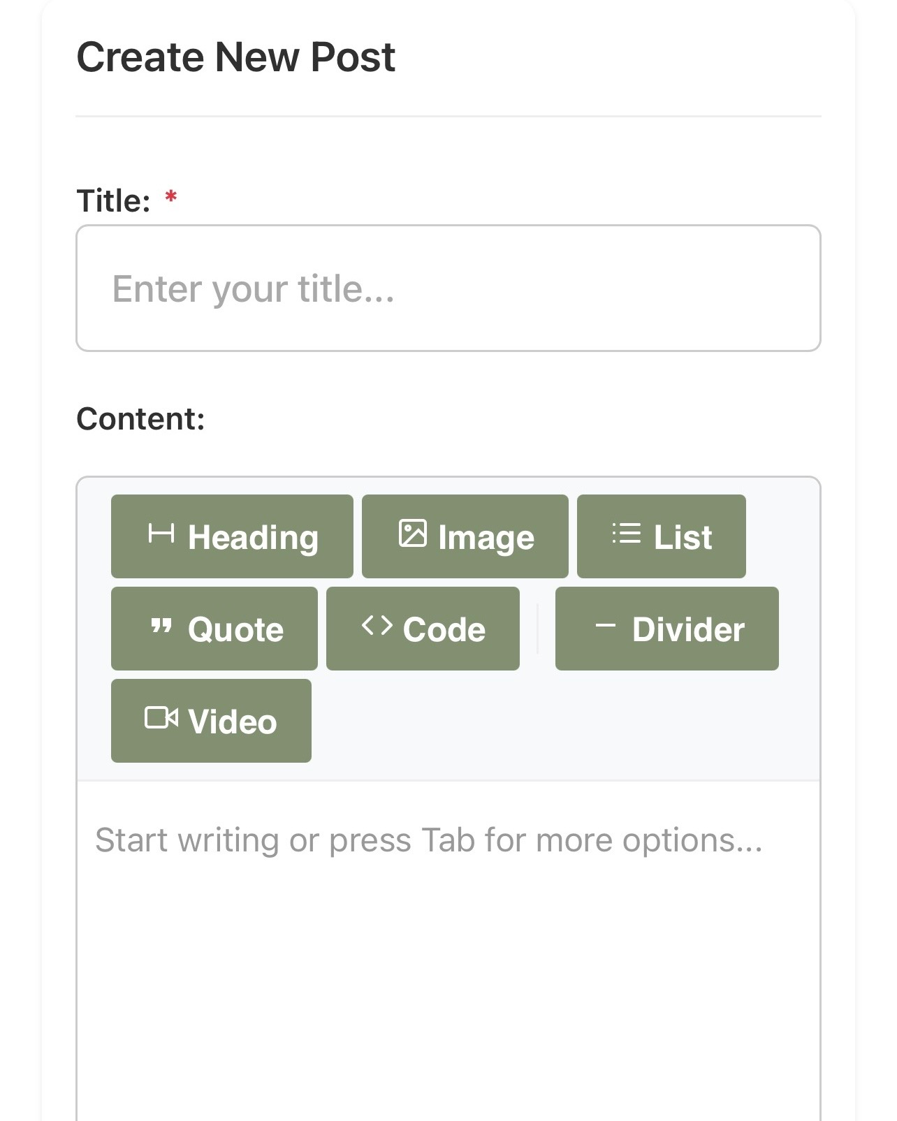 Screenshot of member blog submission form