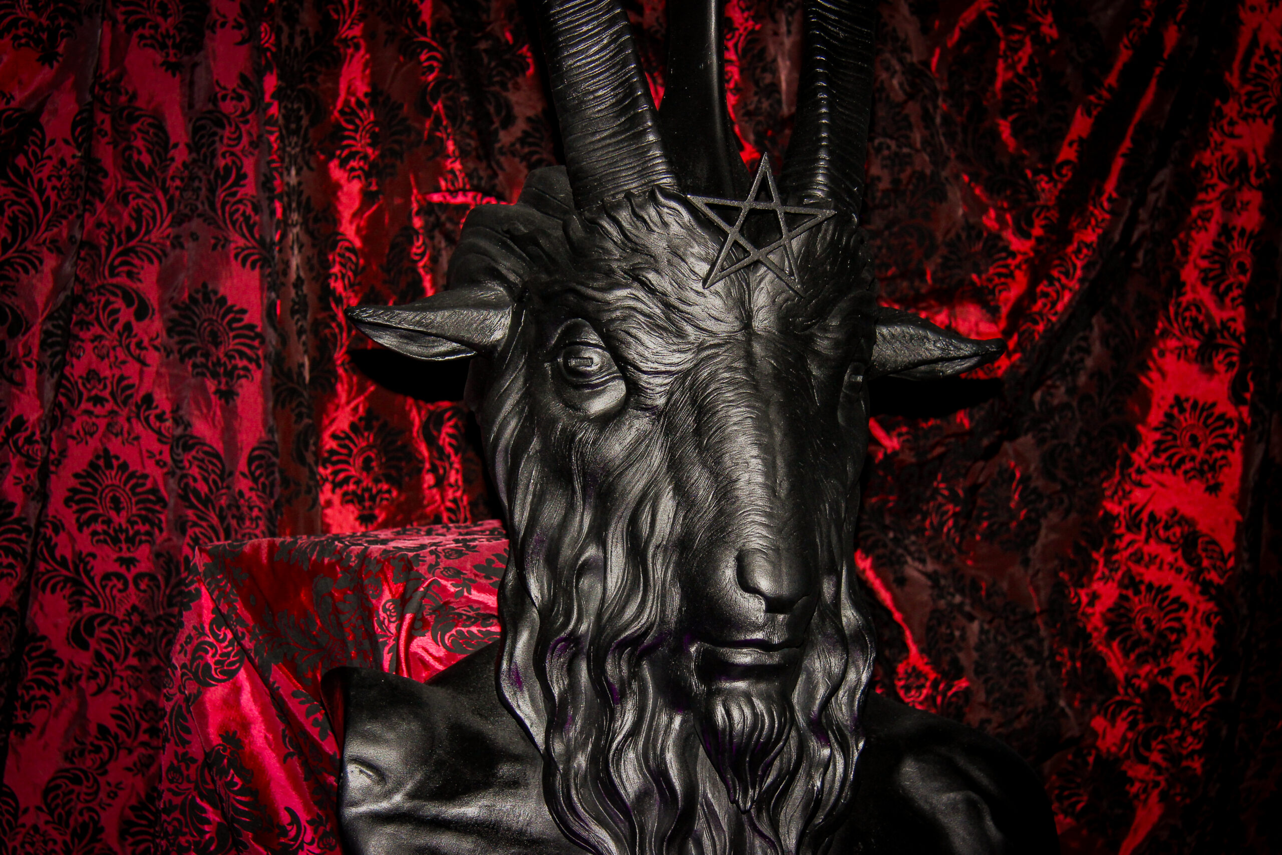 A close up of the Baphomet statue at TST's Satanic Revival event in Baltimore, MD.